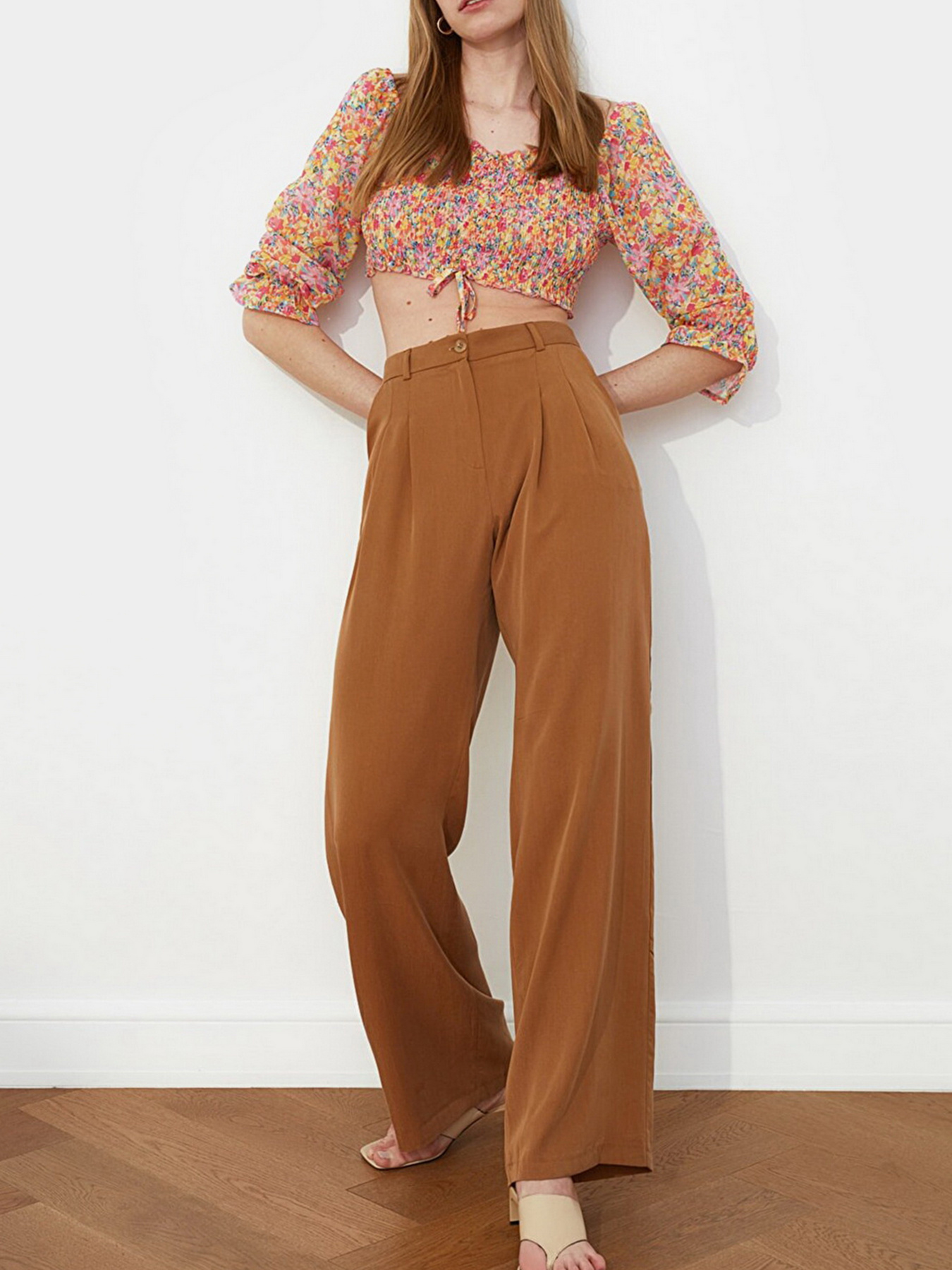 Брюки Trendyol модель TWOSS21PL0314/Acık Kahverengi Фото