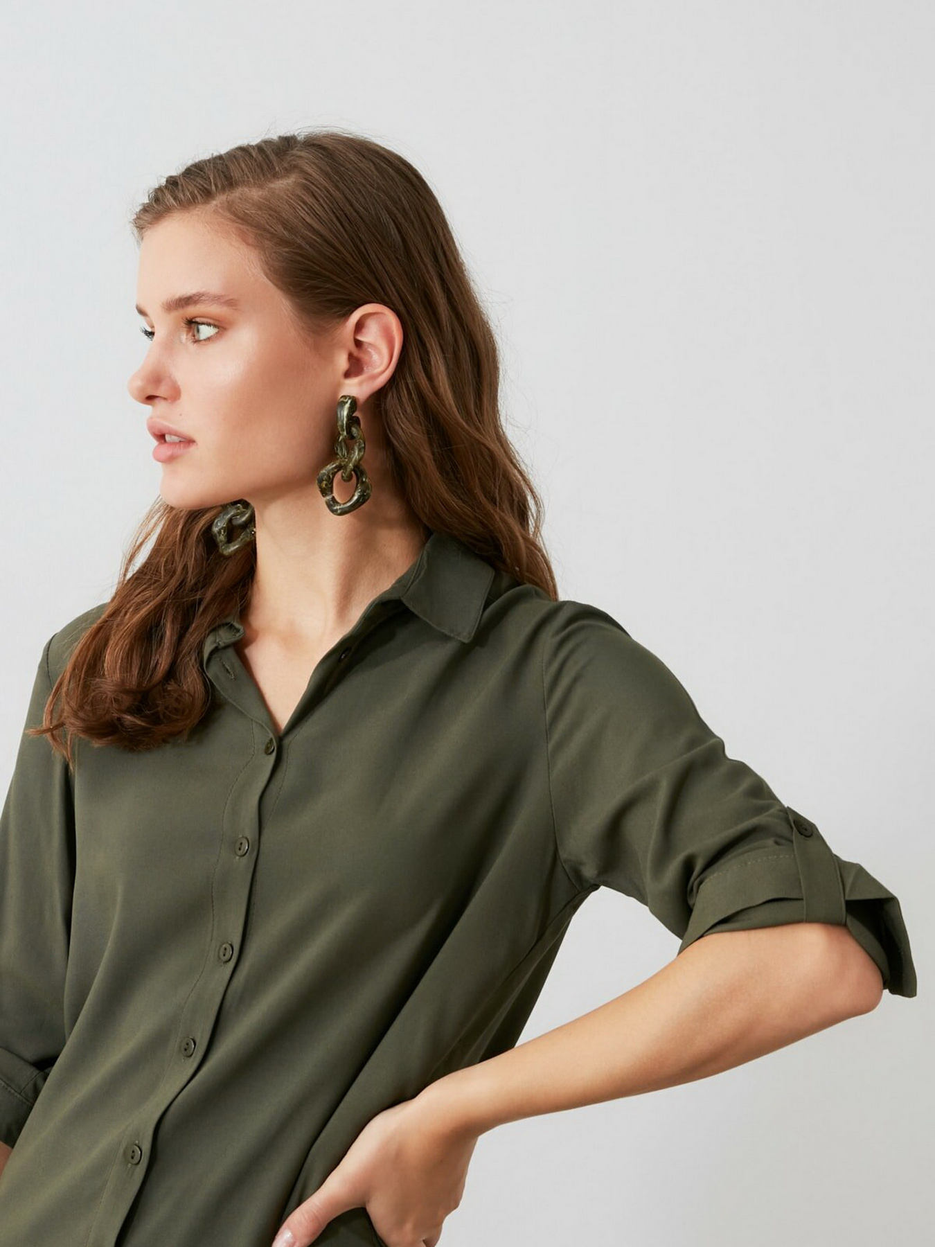 Рубашки Trendyol модель TWOSS19ST0226/Haki Фото